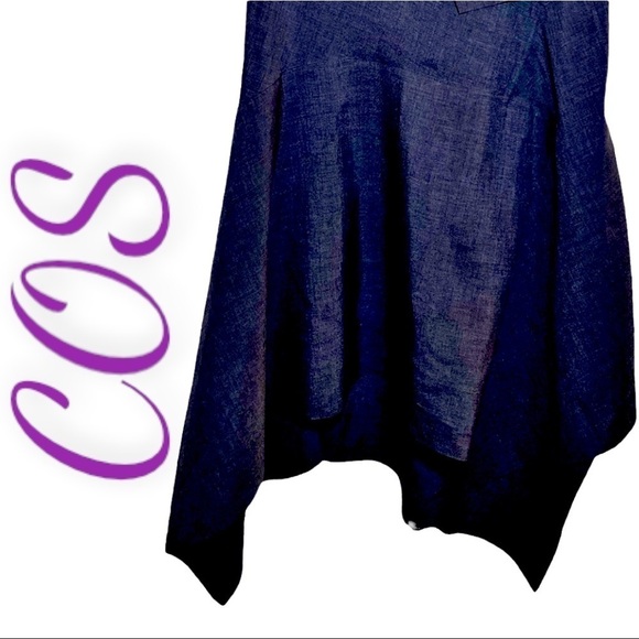 COS Sleeveless Asymmetric Hem V-Neck Lagenlook Midi Dress,‎ Size 2 - Picture 5 of 9